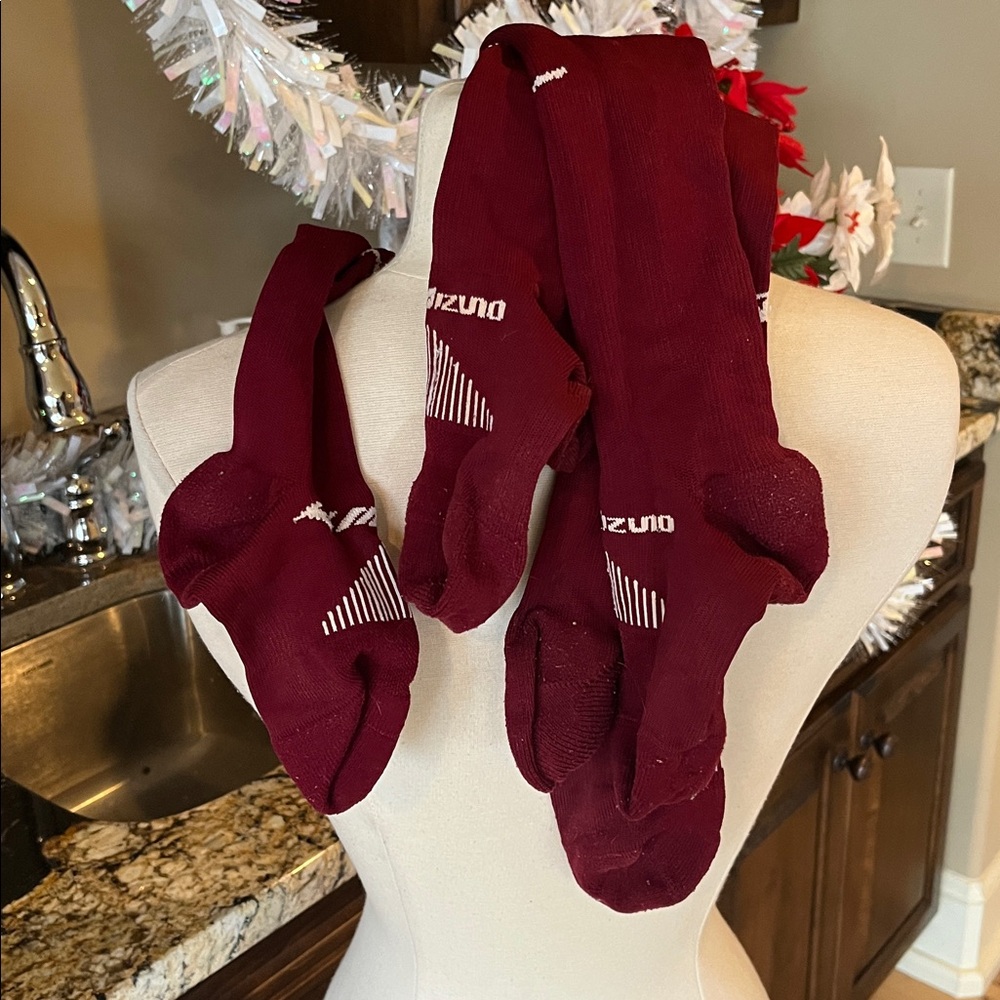 Softball Socks Mizuno Maroon Burgundy Set of Two